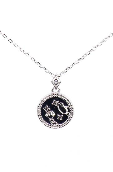 Pendant necklace, CANCER, ART927, silver color
