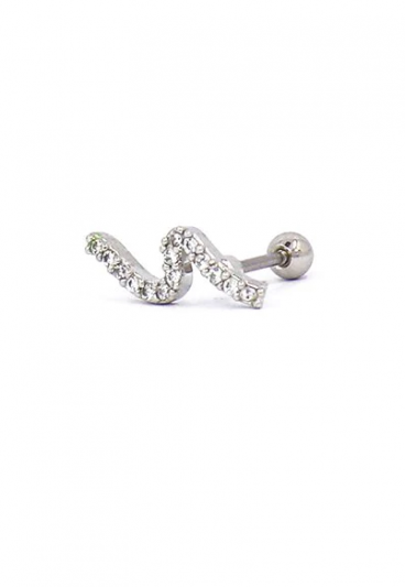 Elegant mini earring, ART961, silver color