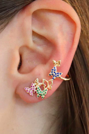 Elegant earrings in the shape of small butterflies, ART383, multicolor