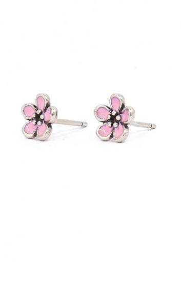 Elegant flower-shaped earrings, ART862, pink