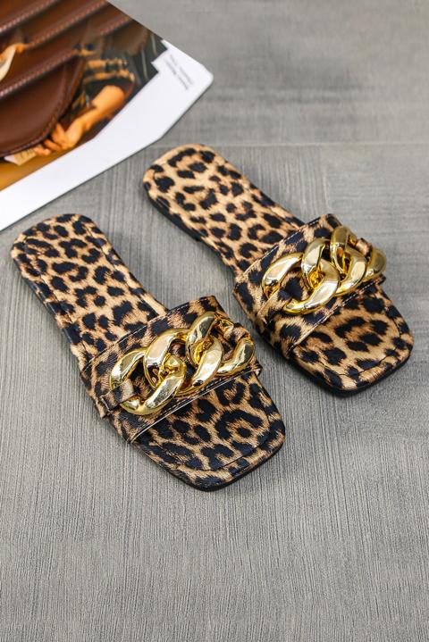 Slippers with square tip Befana, Leopard