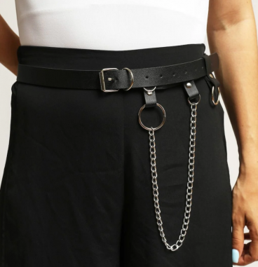 Decorative belt with chain, ART2138, black