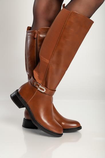 Elegant Faux Leather Boots, SA6232, Camel Color