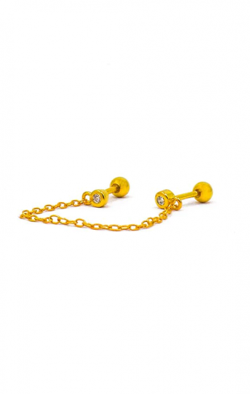 Elegant mini earring with chain, ART860, gold color