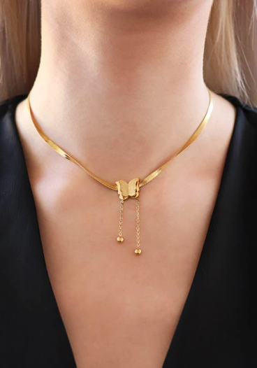 Elegant necklace, ART540, gold color.