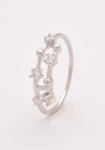 Silver ring with rhinestones, ART495 - CAPRICORN, silver color