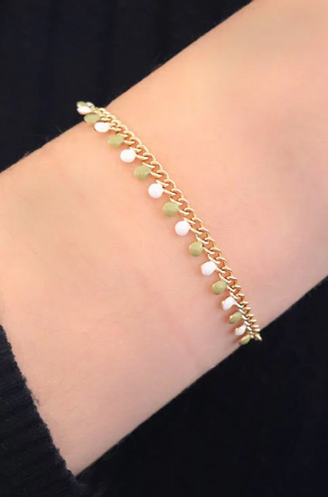 Bracelet with pendants, gold color.