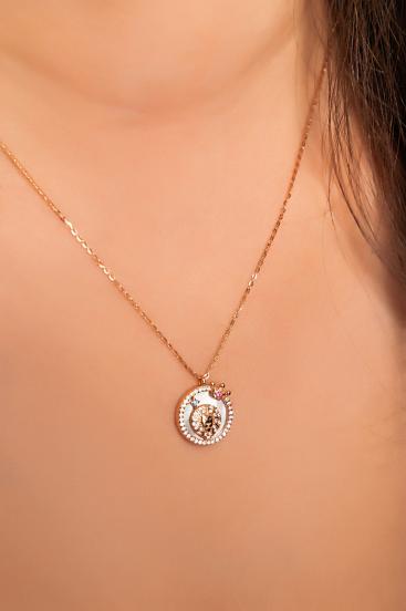 Pendant necklace, LEO, rose gold