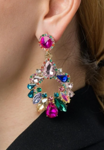 Elegant Rhinestone Chandelier Earrings, ART1045, Multicolor