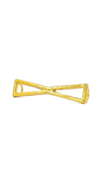 Bow-shaped shoe accessory, gold color.