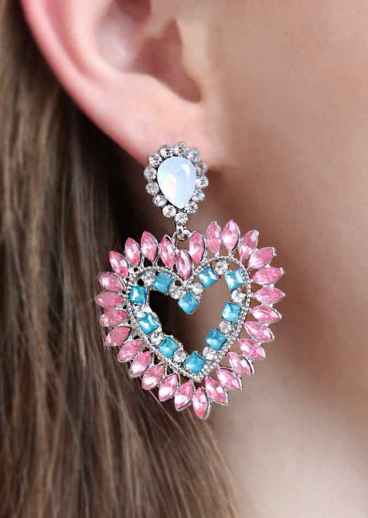 Elegant rhinestone earrings, pink