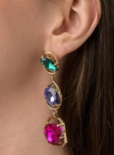 Elegant rhinestone earrings, multicolor