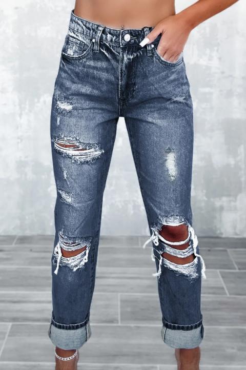 Jeans with ripped details, blue