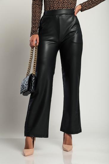 Faux leather pants, black.