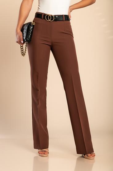 Elegant long trousers with straight leg, brown