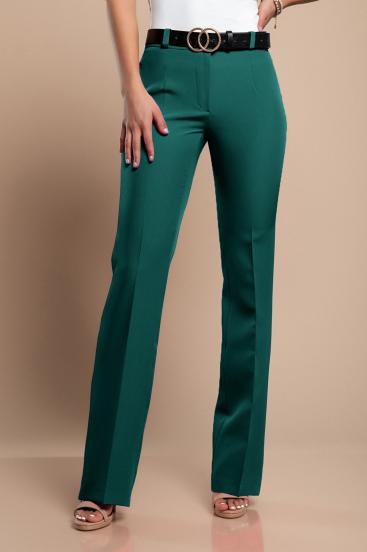 Elegant long trousers with straight leg, green