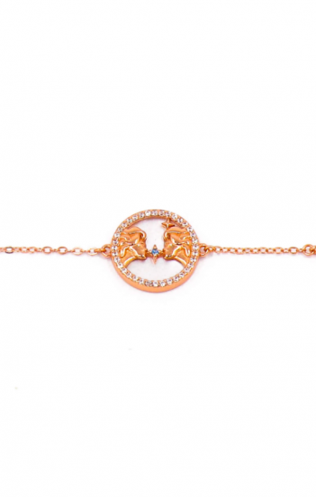 Bracelet with pendant, GEMINI, rose gold