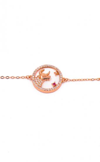 Bracelet with pendant, TAURUS, rose gold