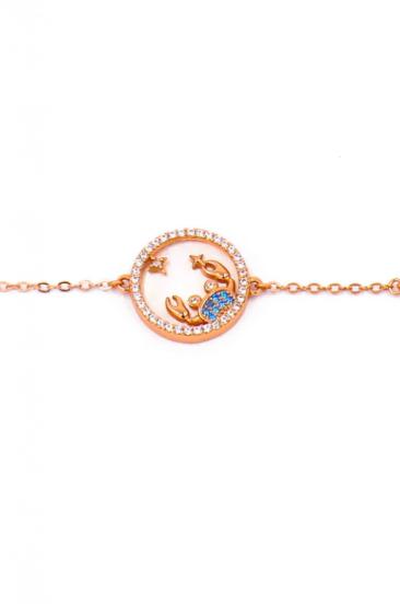 Bracelet with pendant, CANCER, rose gold