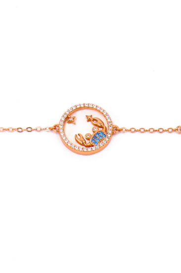 Bracelet with pendant, CANCER, rose gold