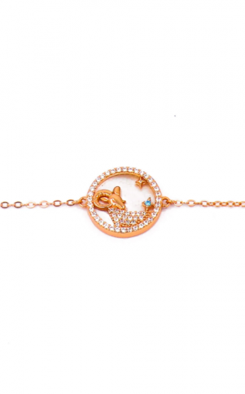 Bracelet with pendant, ARIES, rose gold