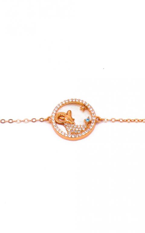 Bracelet with pendant, ARIES, rose gold