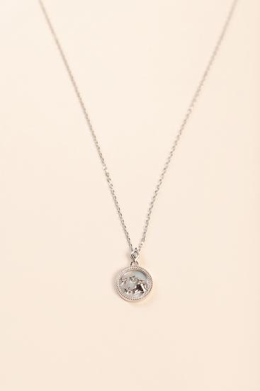 Necklace with pendant, TAURUS, silver