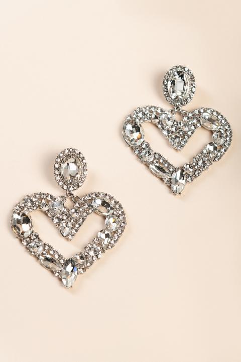 Elegant heart-shaped earrings, silver color.