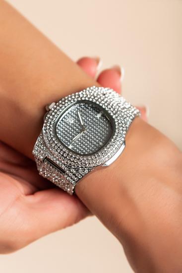 Elegant Rhinestone Watch, silver colour