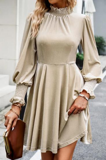 Loose dress with high neck, beige