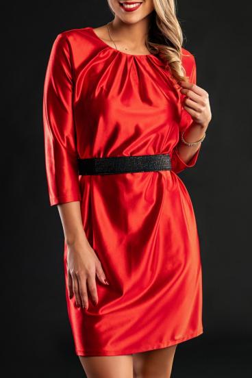 Elegant mini dress made of imitation satin, red
