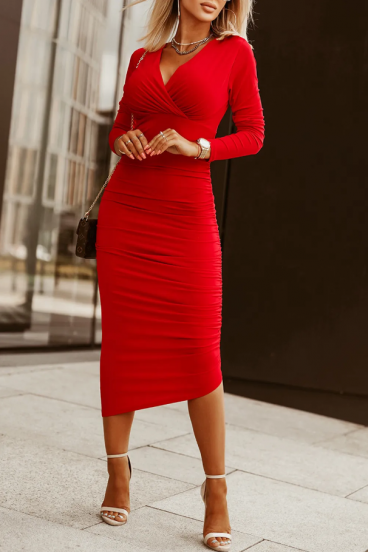 Tight midi dress, red