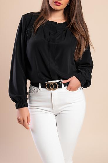 Elegant shirt with round neck, black