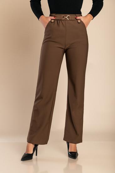 Fashion trousers with metallic detail, brown