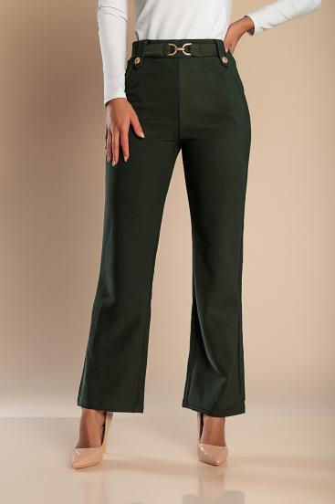 Fashion pants with metallic detail, olive