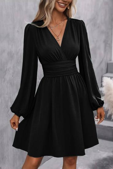 Midi dress with elastic waist, black