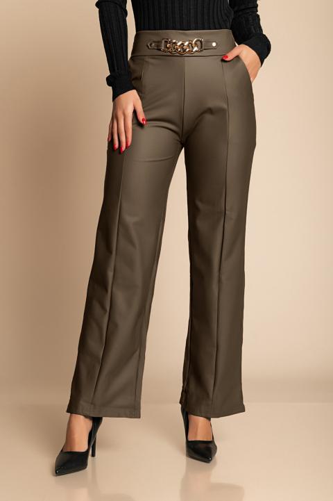 Fashion trousers in imitation leather, mud