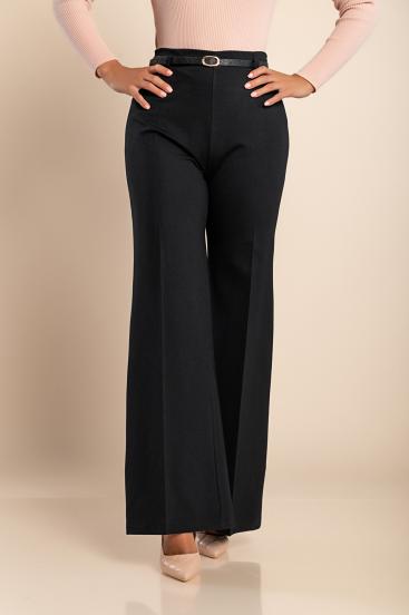 Elegant long trousers with straight leg, black