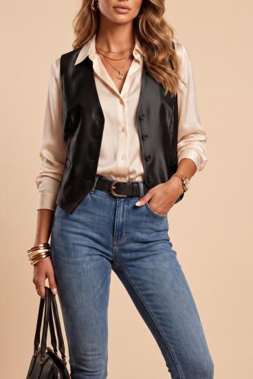 Elegant vest with buttons, black