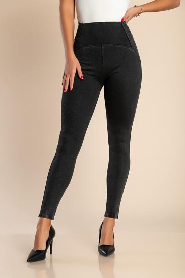 Fashion leggings with wide waistband, gray
