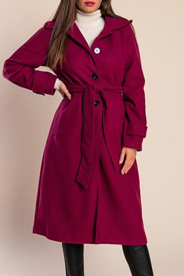 Elegant coat with buttons, fuchsia