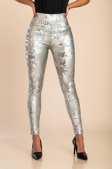 Padded Leggings with Wide Waistband, Silver