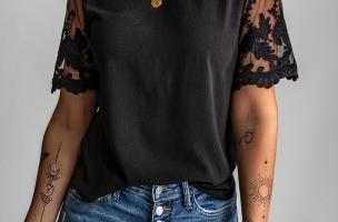 Women's T-shirt with transparent sleeves Jurana, black