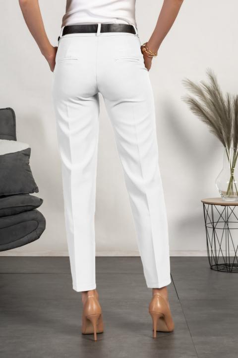 Elegant long pants with straight trousers Tordina, white