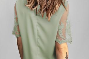 Women's T-shirt with transparent sleeves Jurana, green