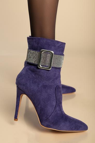 Elegant ankle boots with high heels, violet
