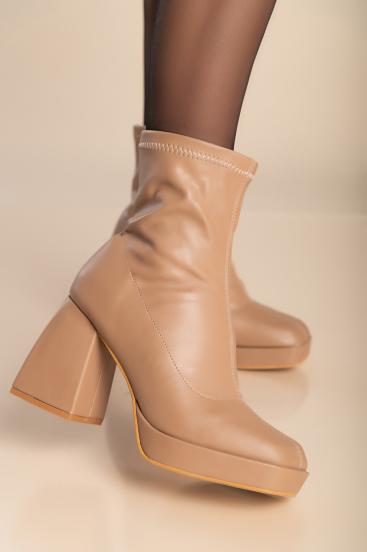 Faux leather ankle boots, khaki