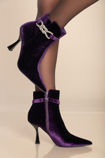 High-heeled ankle boots, violet