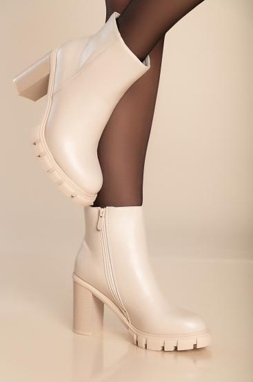 Faux leather ankle boots, beige