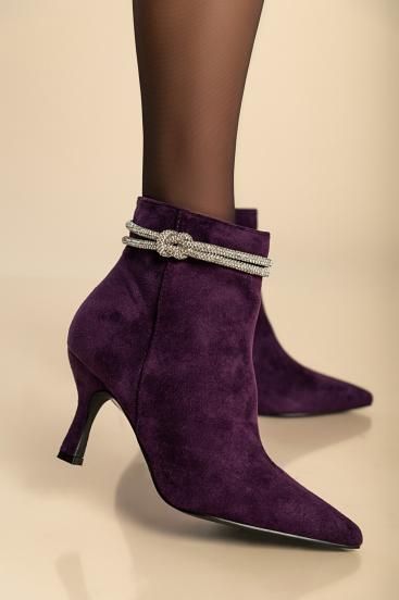 Heeled ankle boots, violet